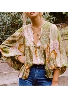Spell Frieda Blouse Top Olive